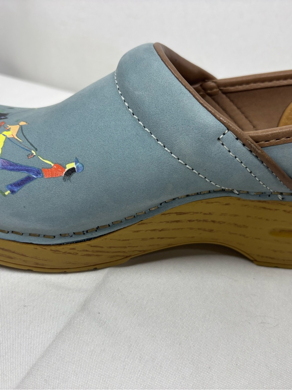 Dansko Twin Pro Dog Walkers Milled Nubuck Womens Clogs Blue/Brown Size 37 - Picture 10 of 15